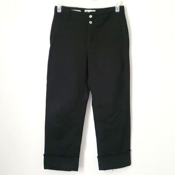 Zara Denim - Zara Denimwear Cuffed Hem Jeans in Black Size 6